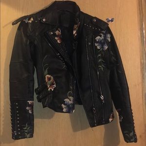 BlankNYC floral/embroidered faux leather jacket